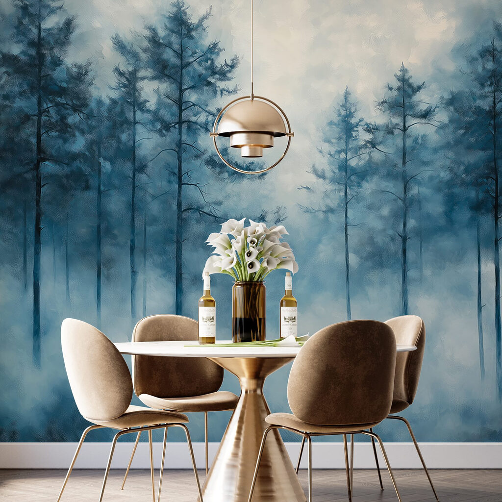 Slender pines, deep blue — interior 6