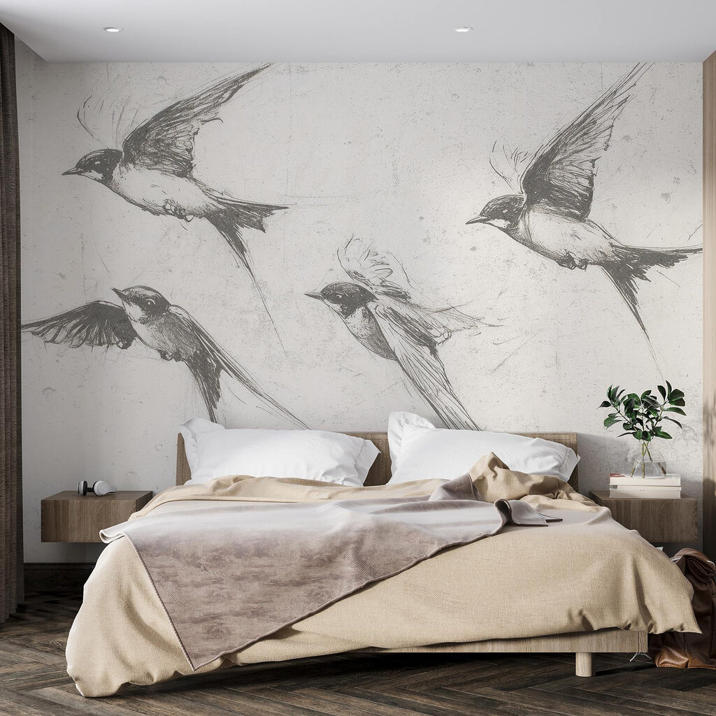 Swallows in pencil lines — interior 1