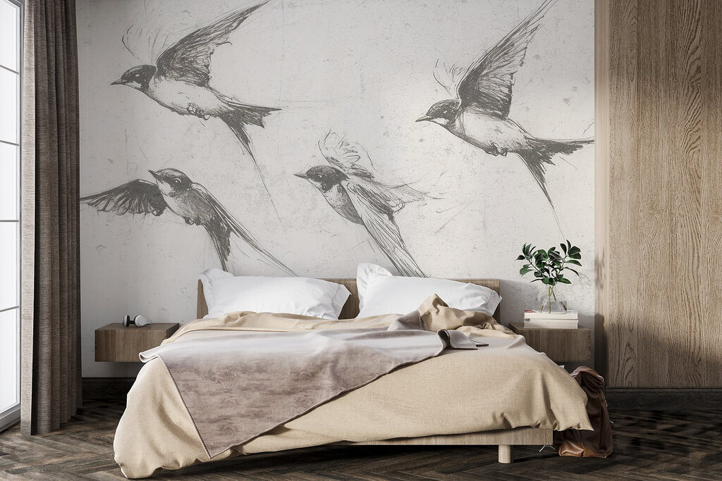 Swallows in pencil lines — interior 2