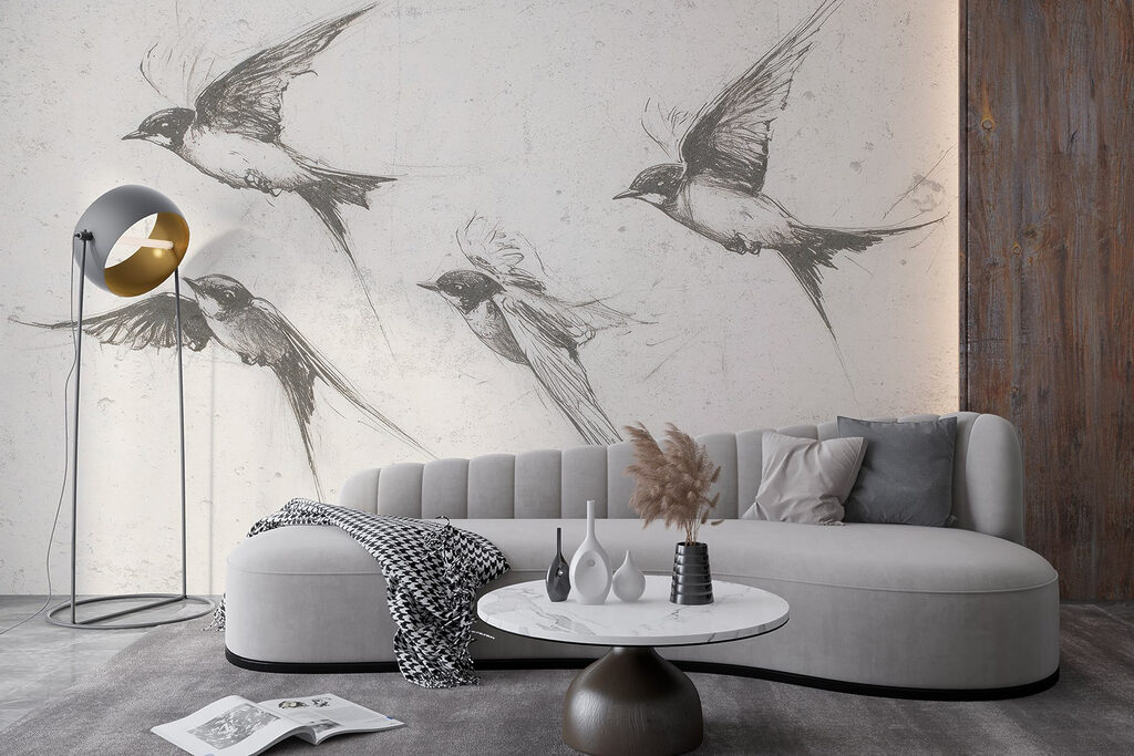 Swallows in pencil lines — interior 3