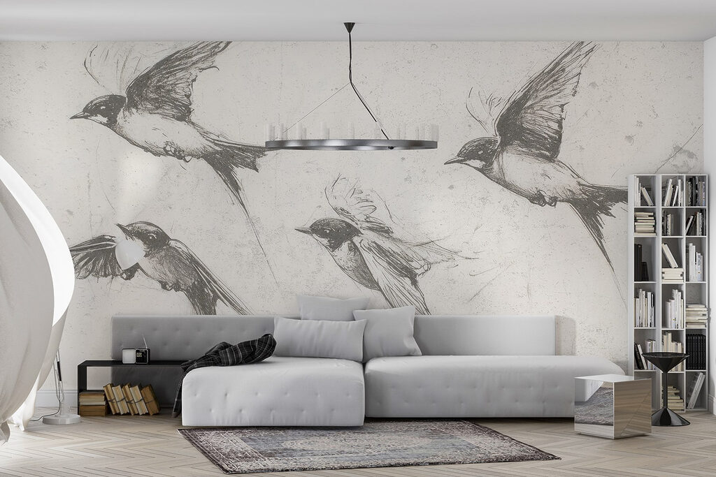 Swallows in pencil lines — interior 4