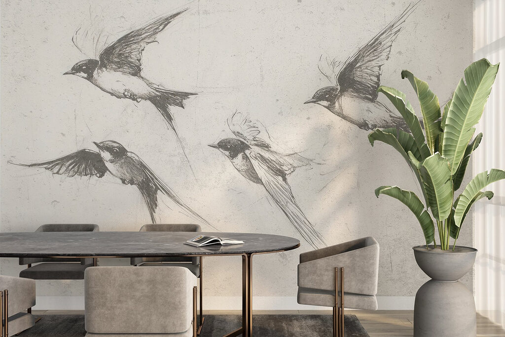 Swallows in pencil lines — interior 5