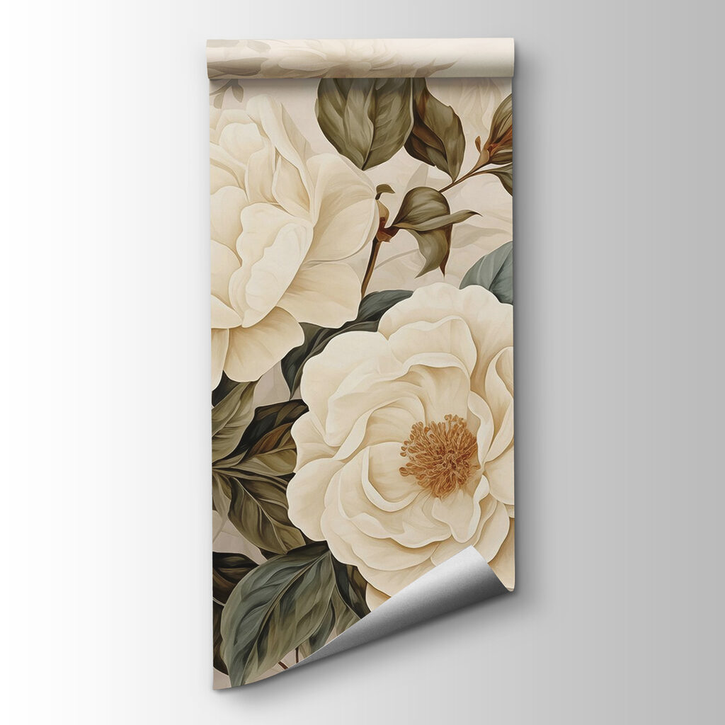 Cream roses among leaves — product view
