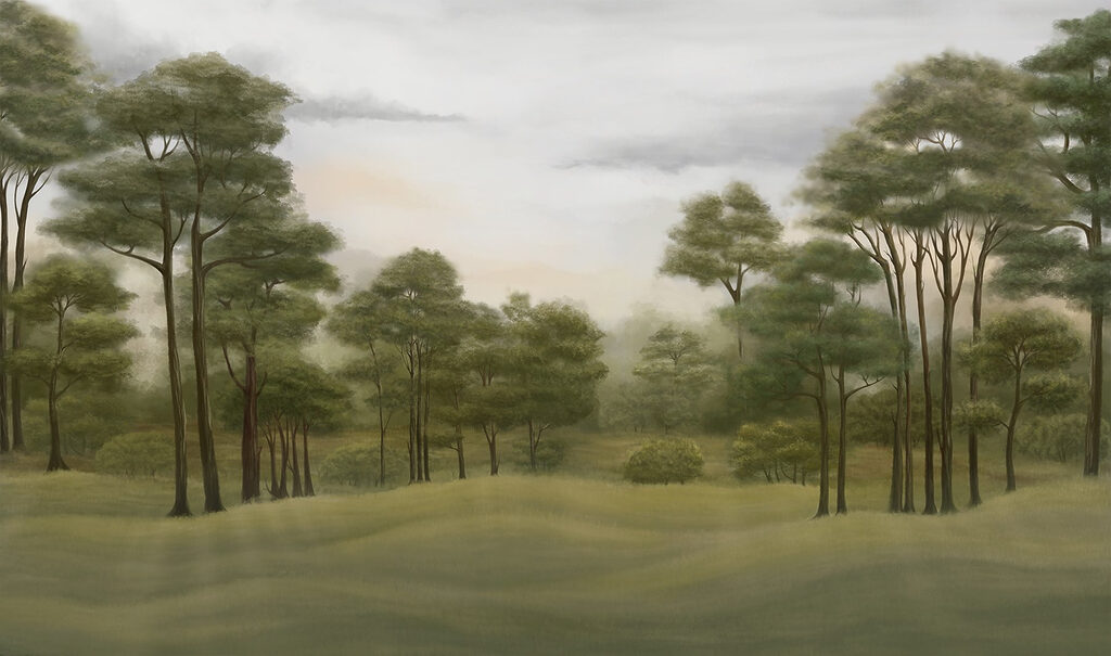 Green pines, rolling hills — full design