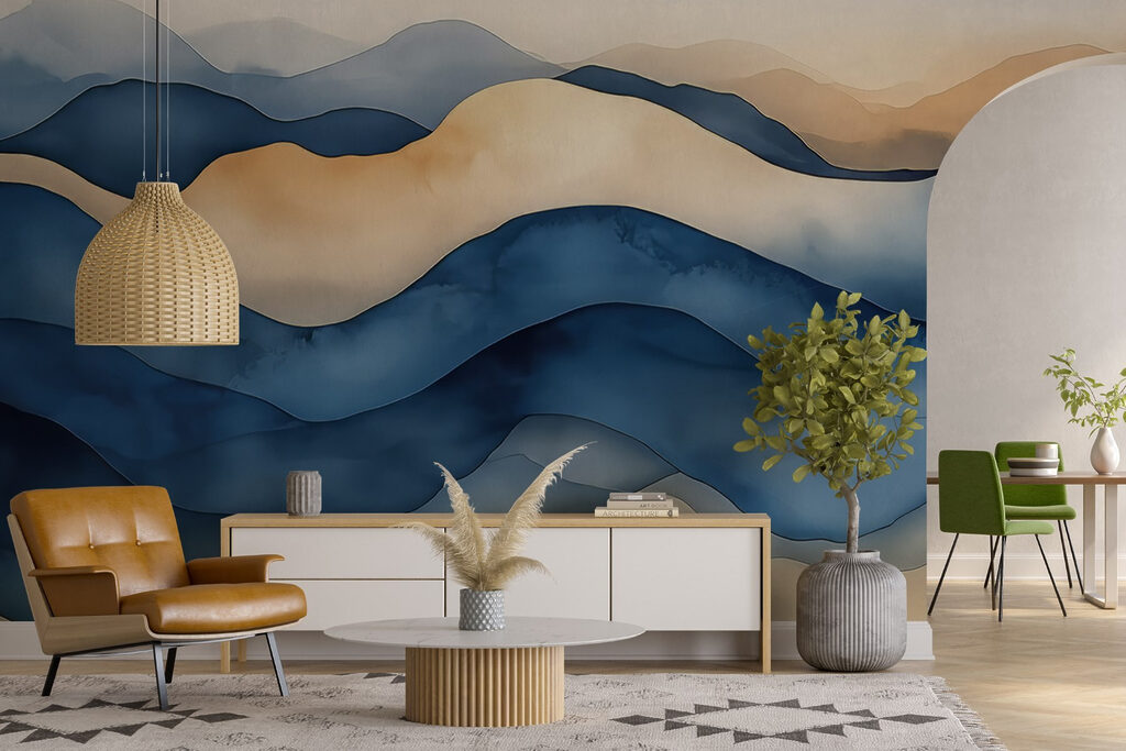 Blue ridges over cream — interior 3