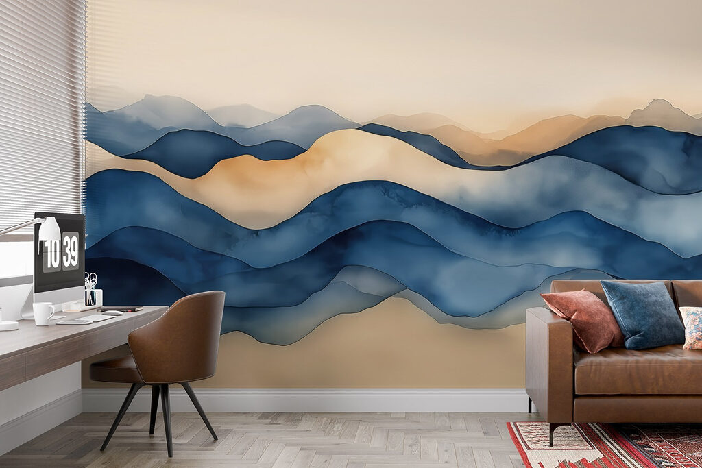 Blue ridges over cream — interior 5