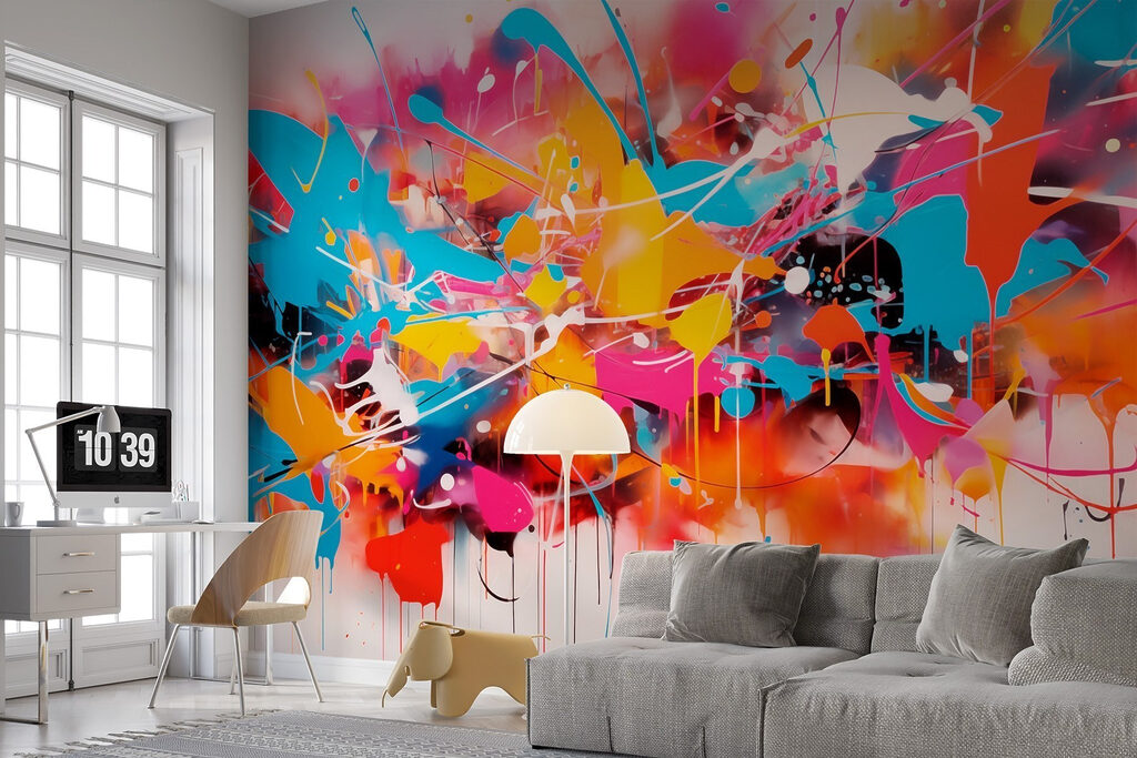 Colourful paint splashes — interior 1