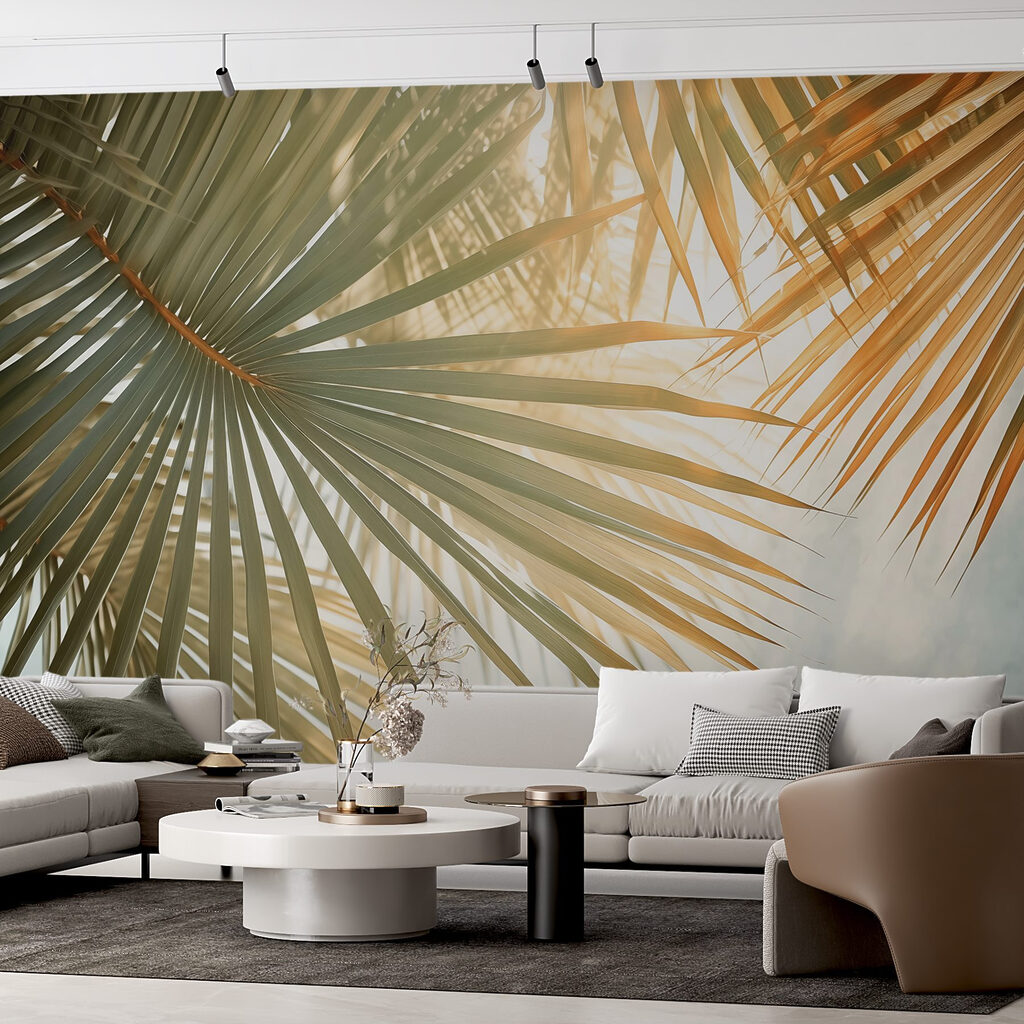 Sunlight through palm fans — interior 1