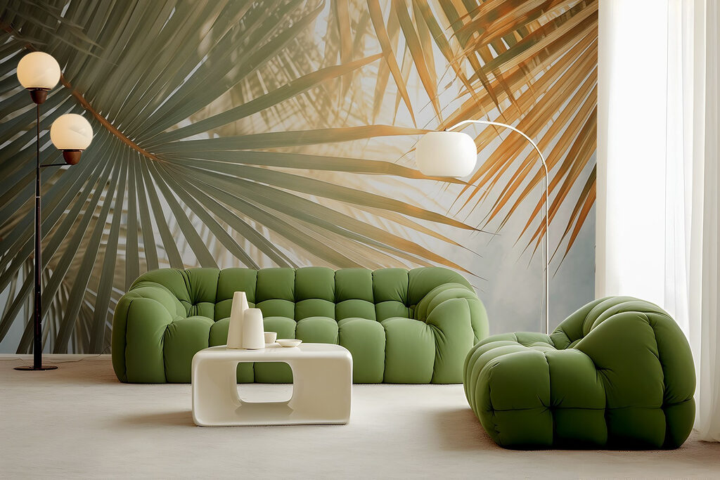 Sunlight through palm fans — interior 2
