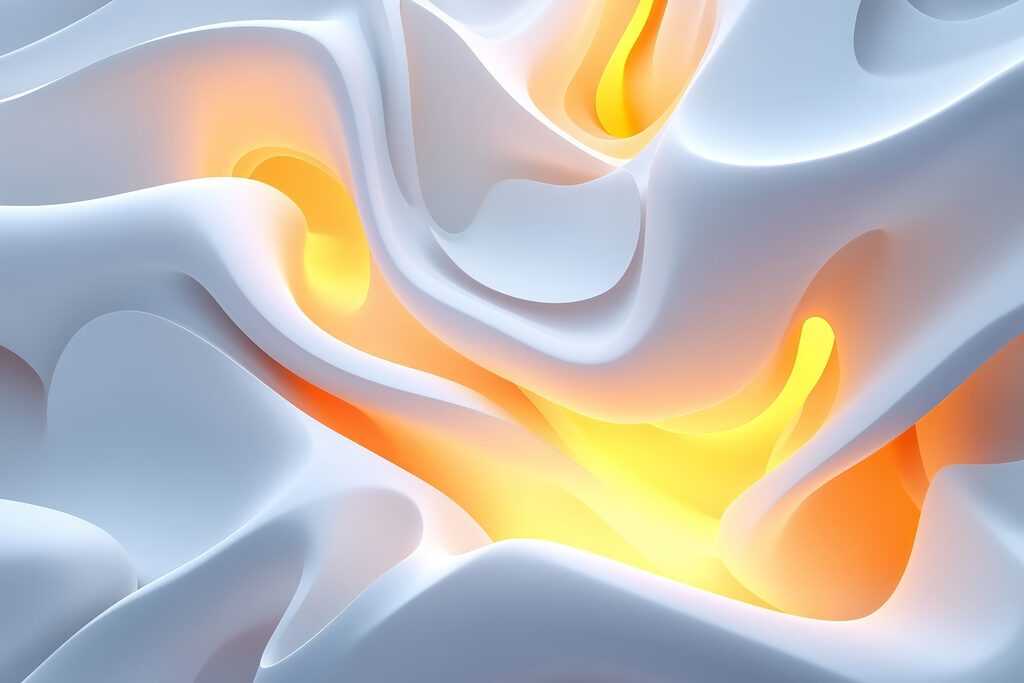 Glowing white curves — full design