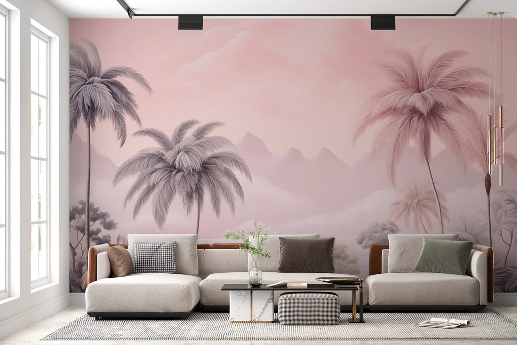 Palms in pink haze — interior 2