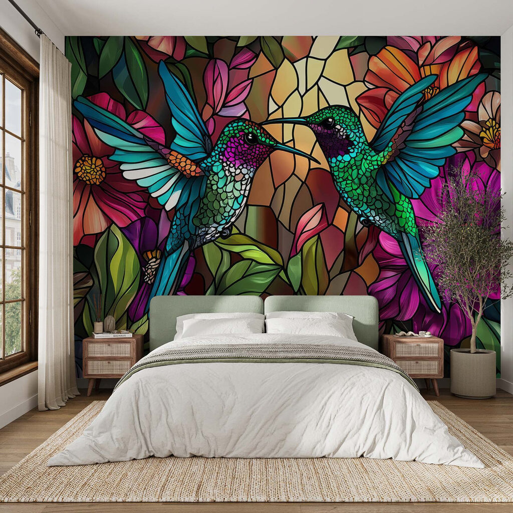Hummingbirds among colourful flowers — interior 2