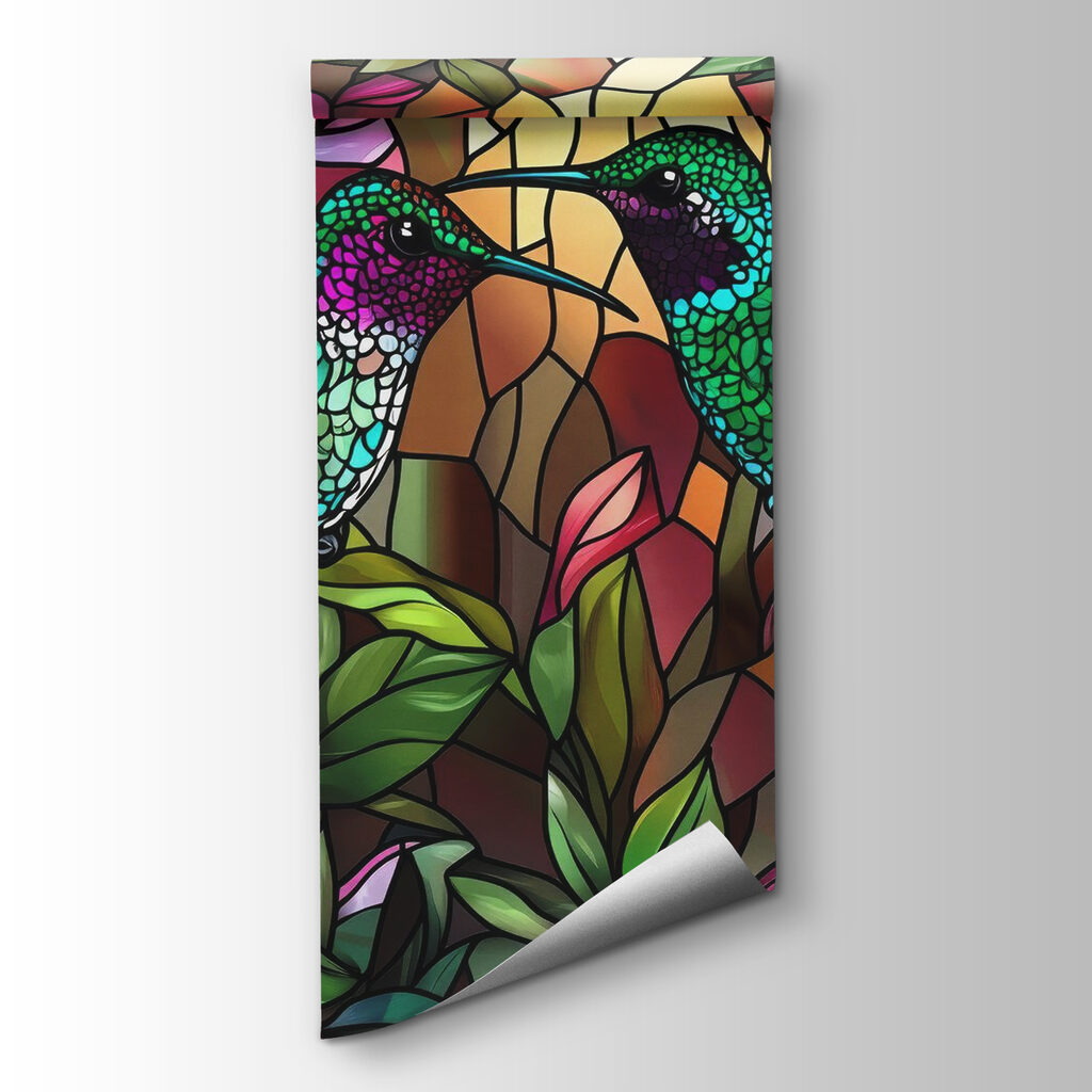 Hummingbirds among colourful flowers — product view