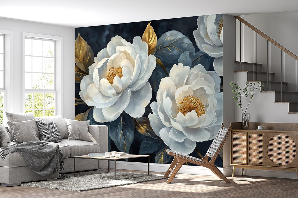 Peonies on night blue — interior 6