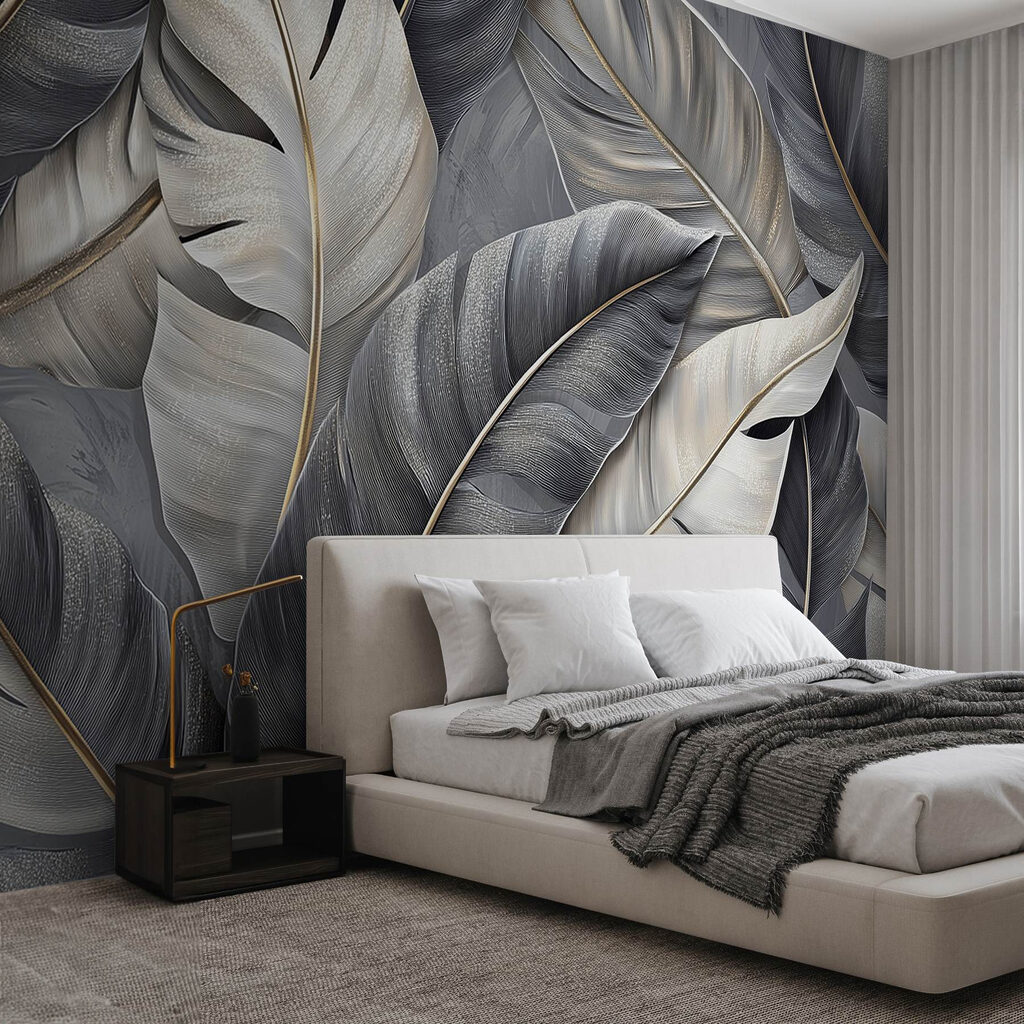 Large leaves in grey — interior 1
