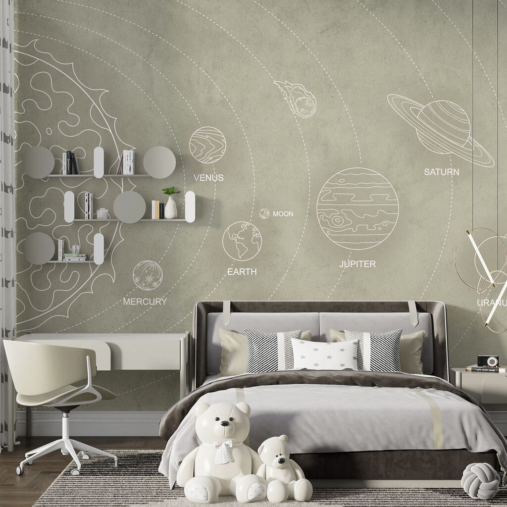 Solar system line art — interior 3