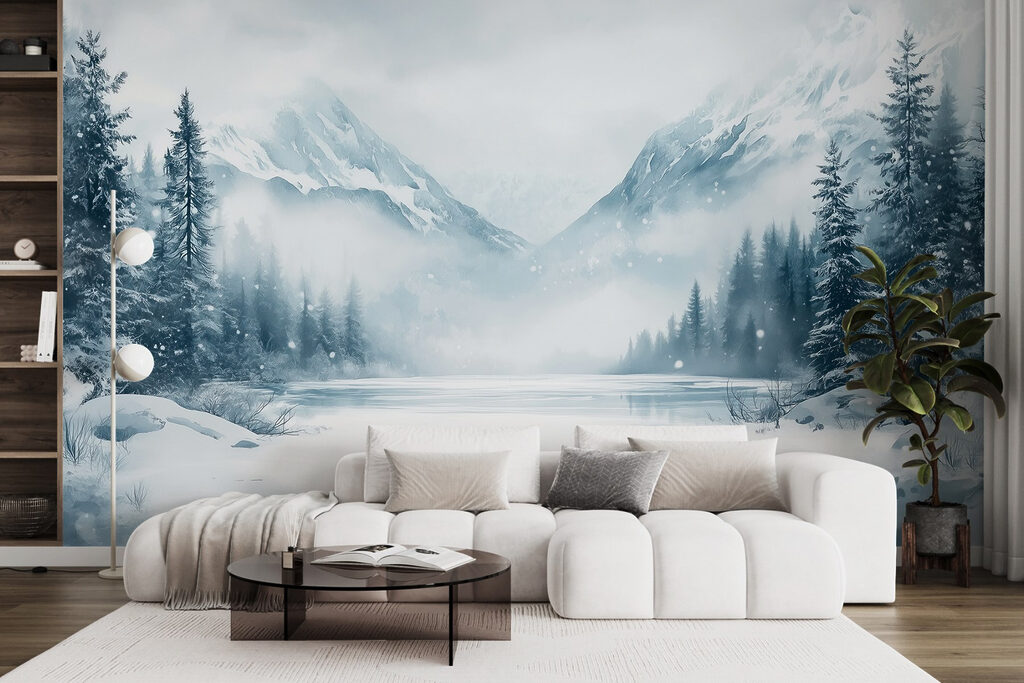 Frozen water between pines — interior 2