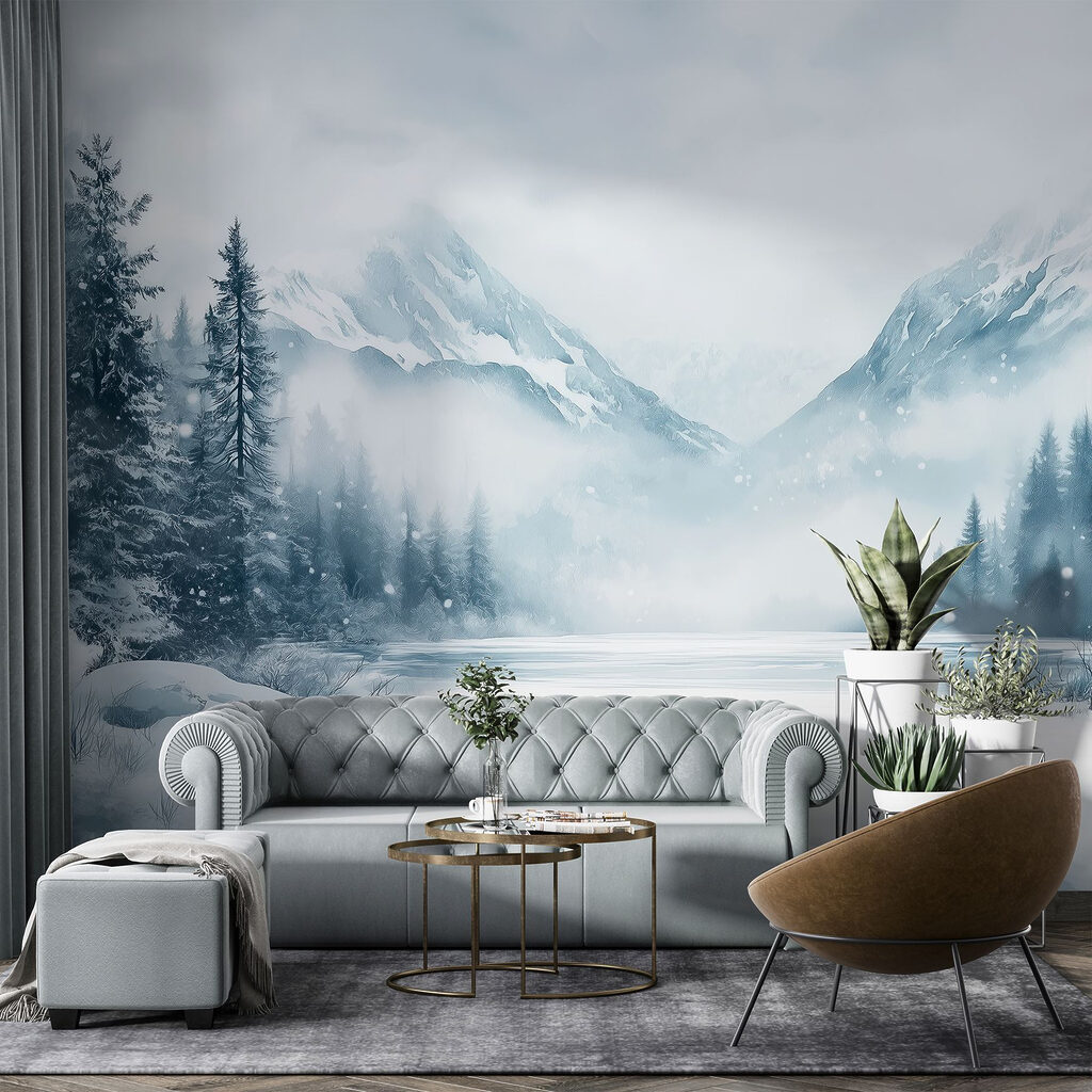 Frozen water between pines — interior 3