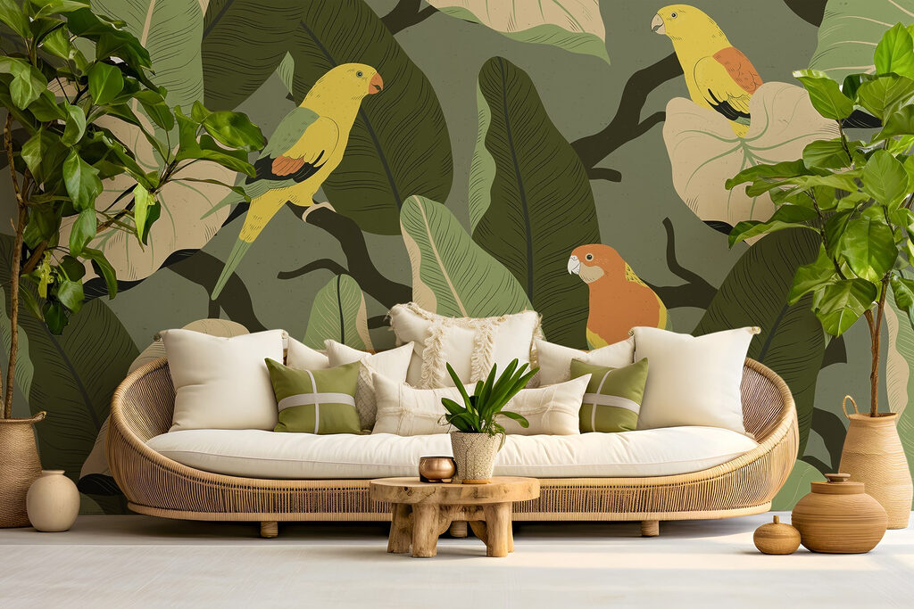 Yellow birds among leaves — interior 5