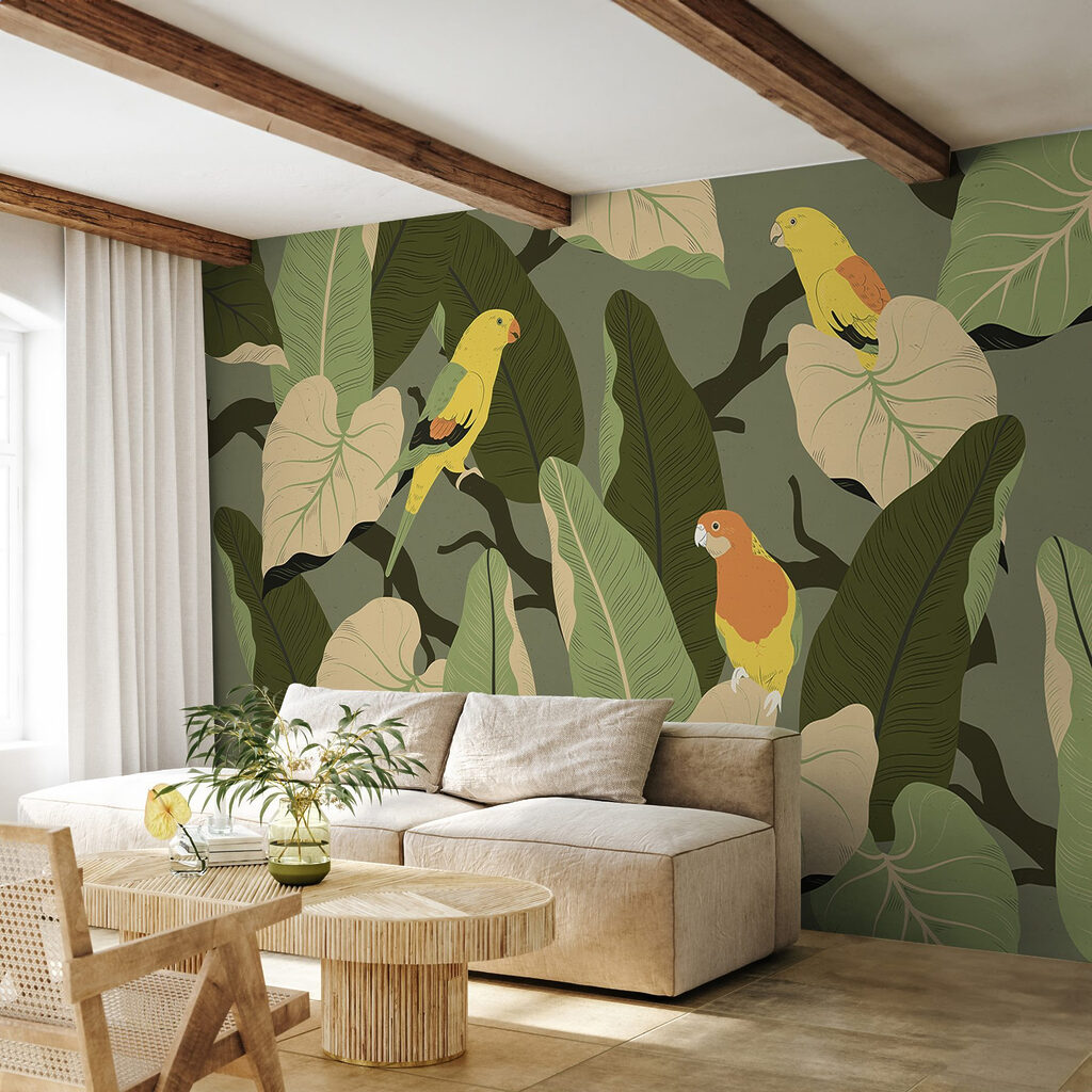Yellow birds among leaves — interior 6