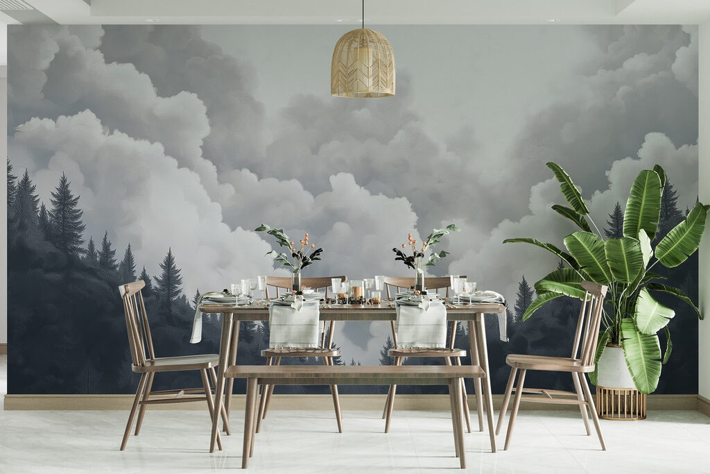 Pines under towering clouds — interior 4
