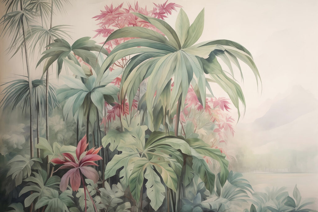 Palms and flowering branches — full design