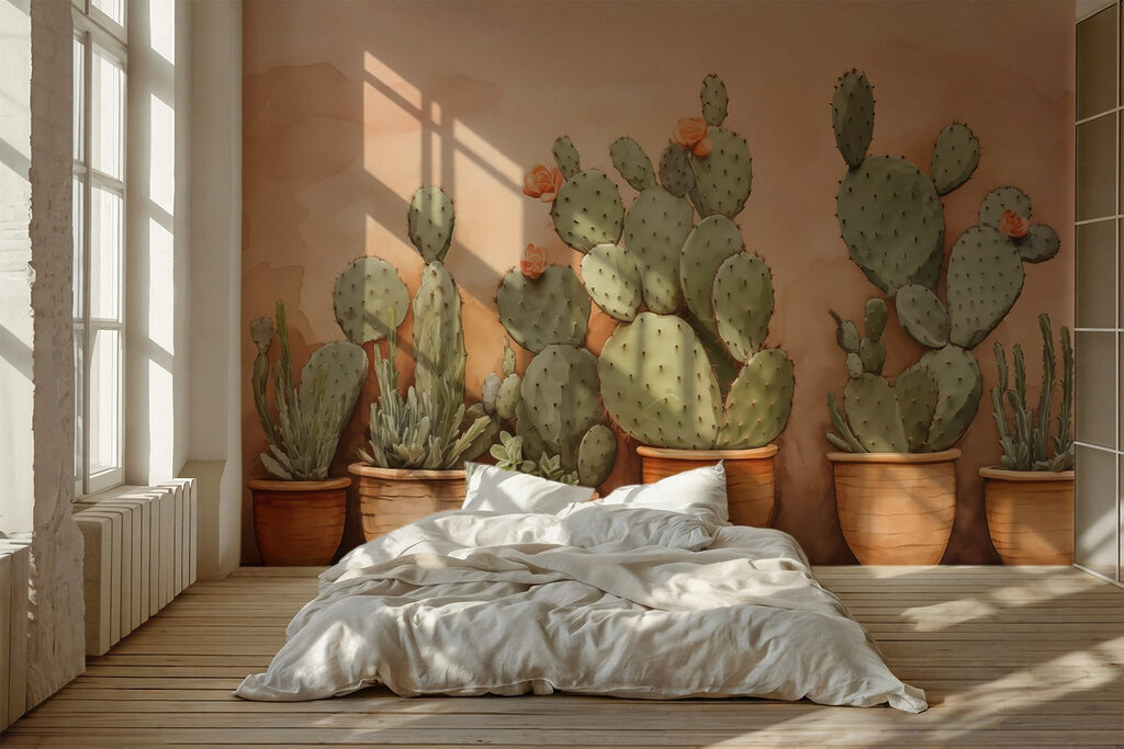 Cacti on soft peach — interior 1