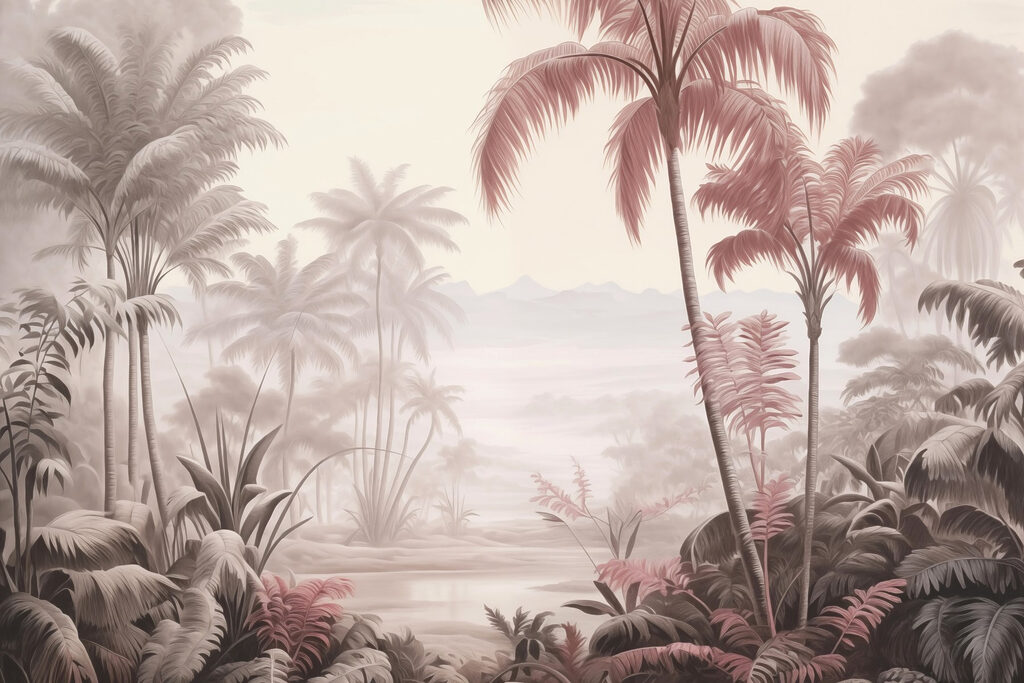 Palms in soft sepia — full design