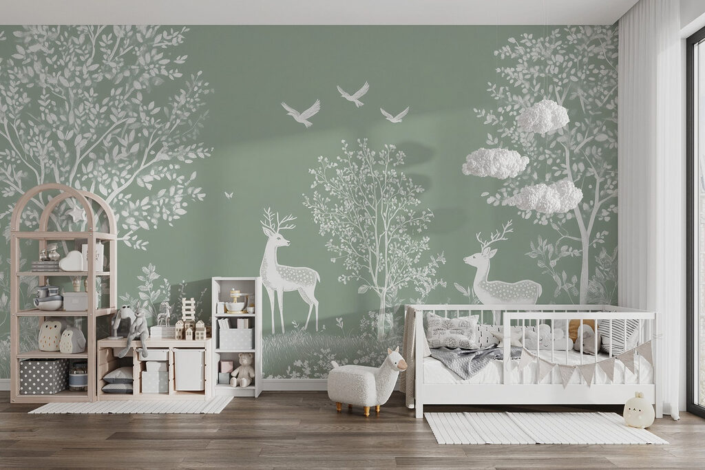 White deer among trees — interior 4
