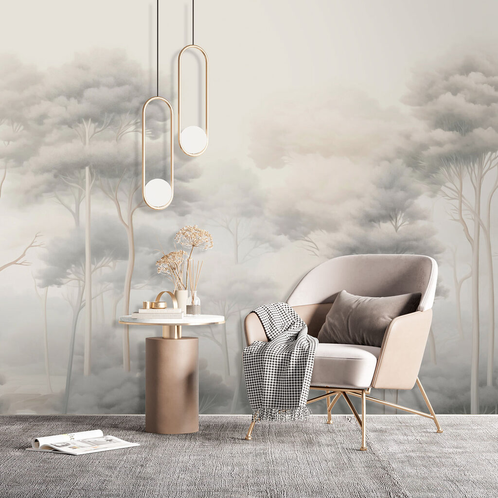 Slender treetops in mist — interior 1