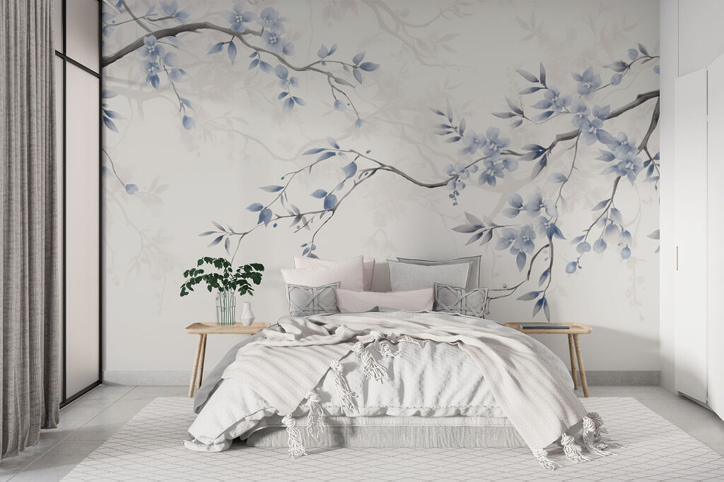 Blue blossoms on branches — interior 3
