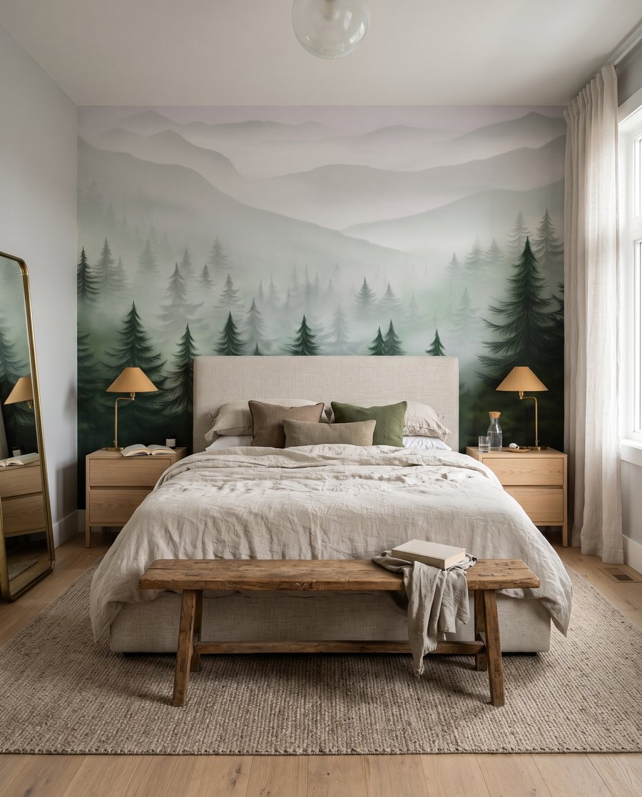 Pines fading into grey — interior 2