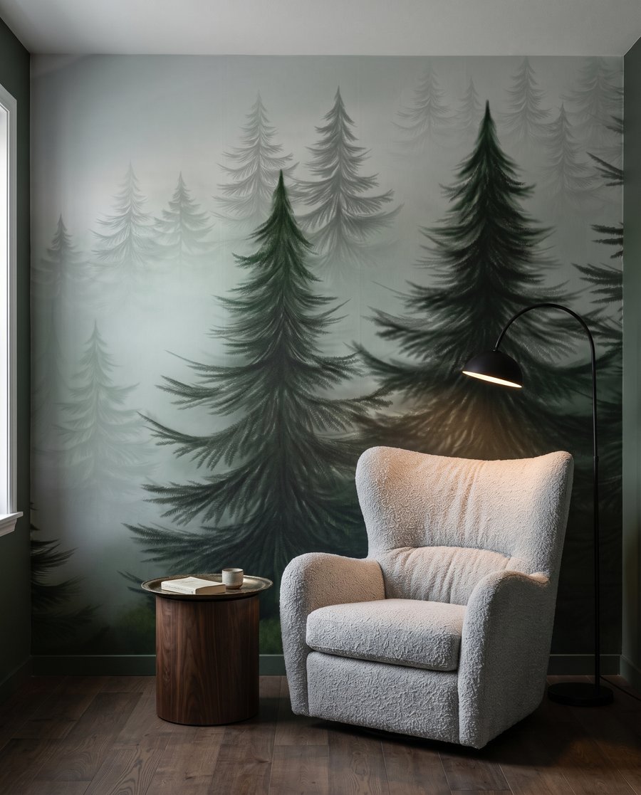 Pines fading into grey — interior 5