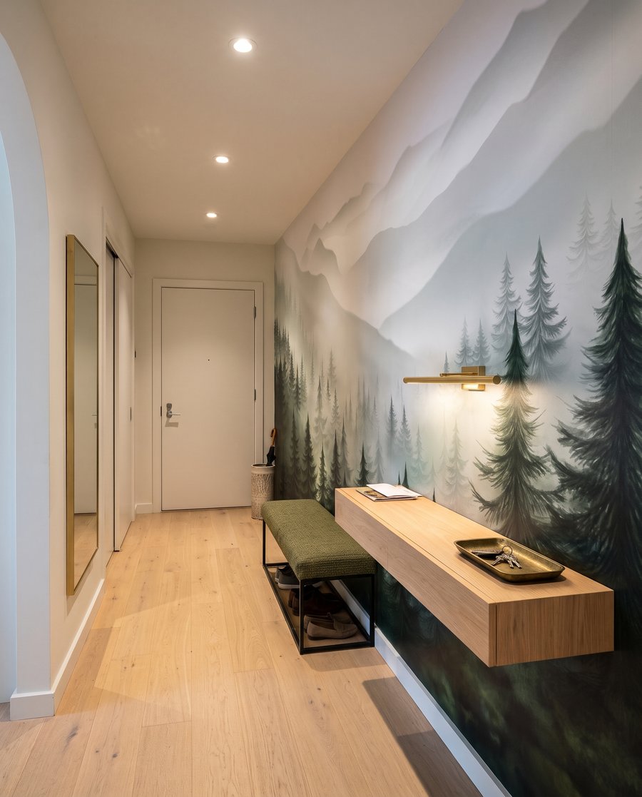 Pines fading into grey — interior 6