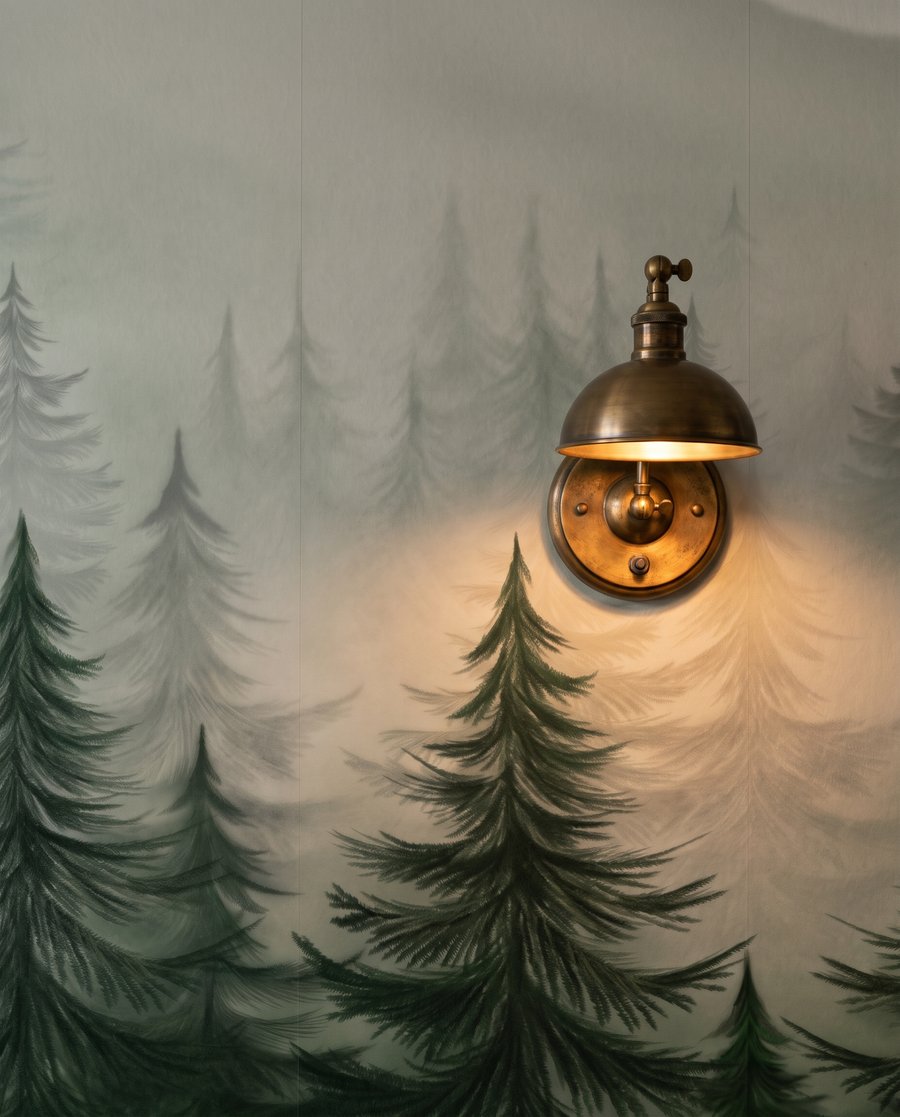 Pines fading into grey — detail