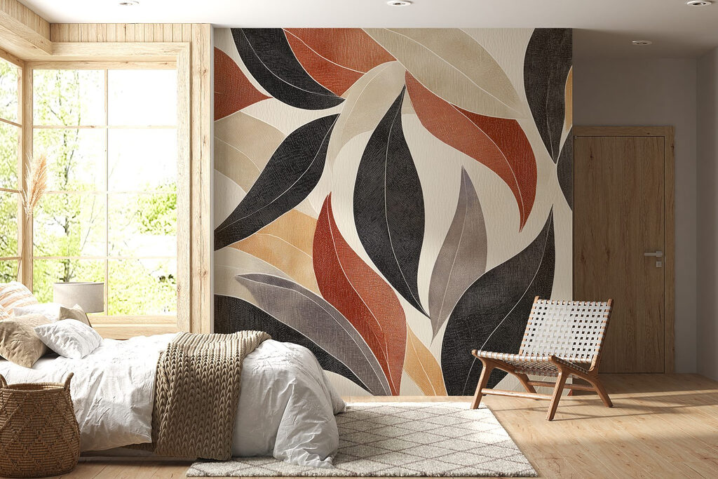 Black leaves beside terracotta — interior 2