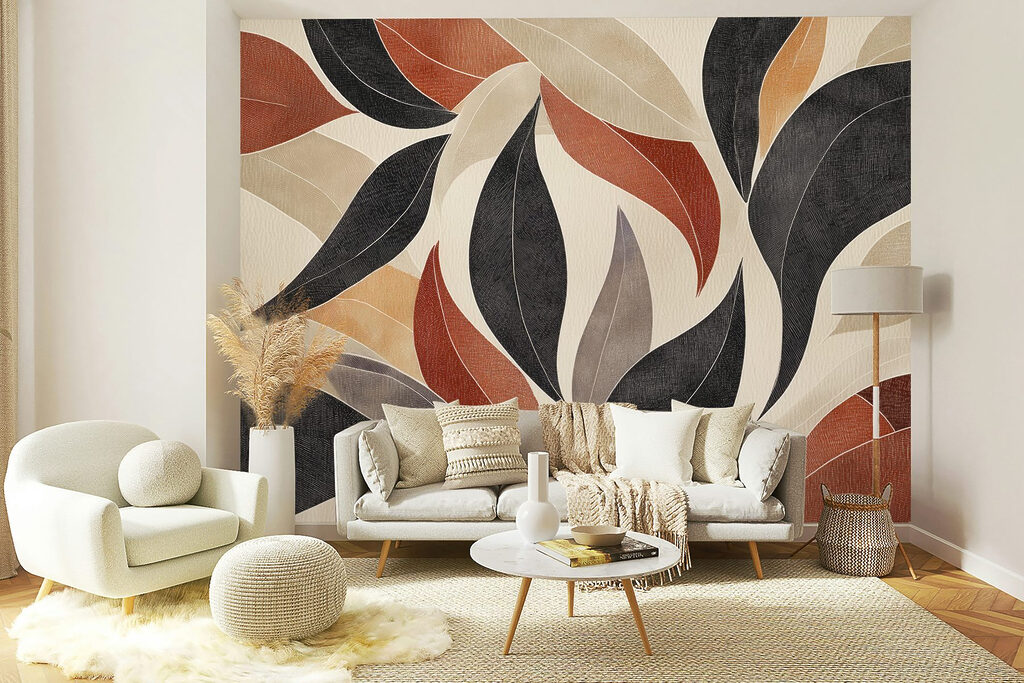 Black leaves beside terracotta — interior 5