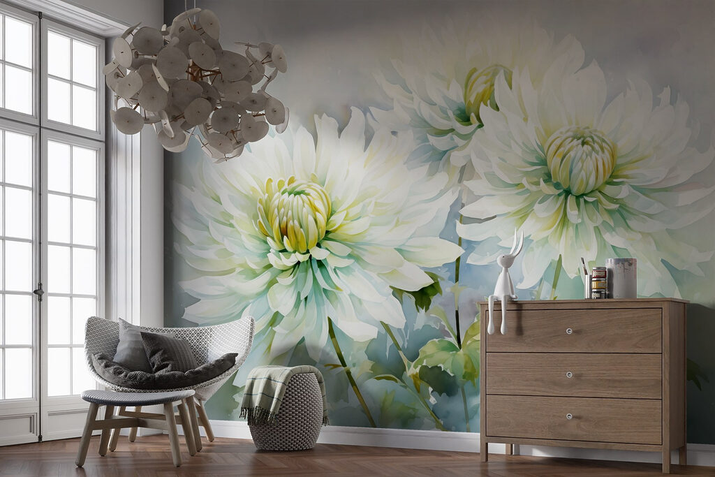 White flowers in watercolour — interior 2