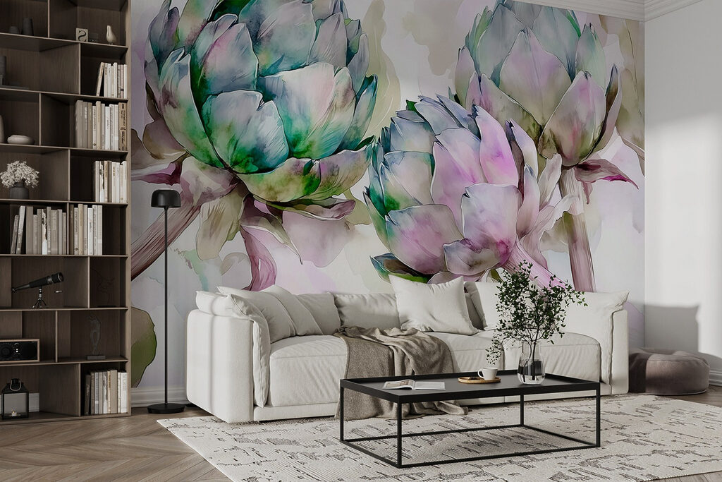 Artichoke flowers in watercolour — interior 3