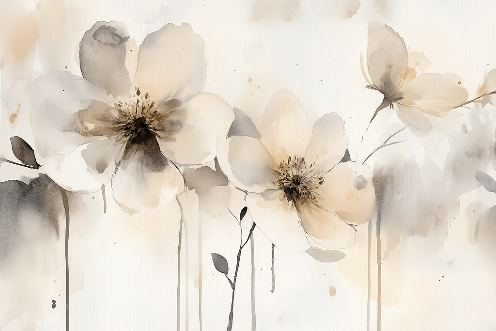 Blooms with paint drops — full design