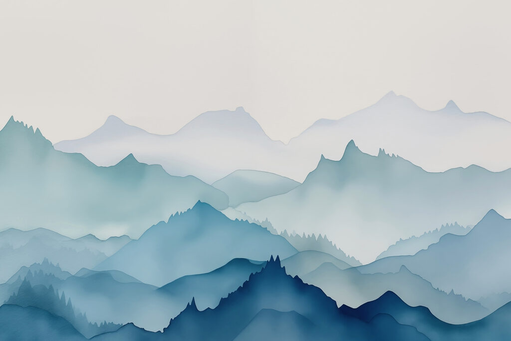 Blue mountain ridges — full design