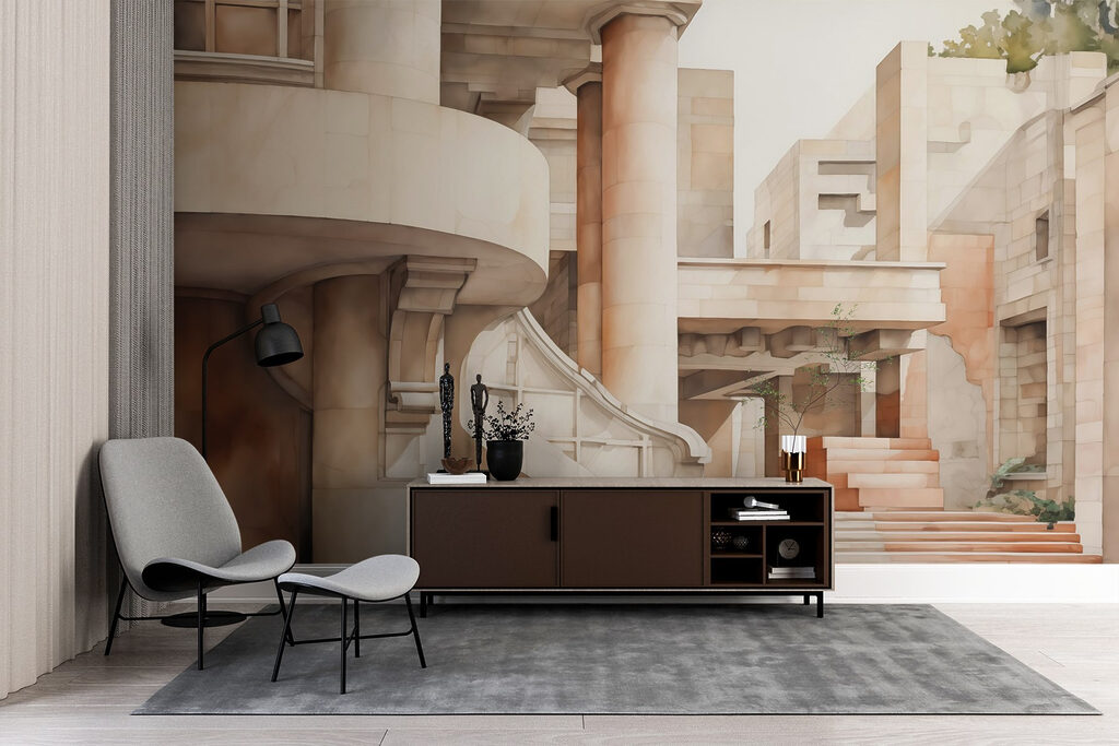 Steps between round columns — interior 1