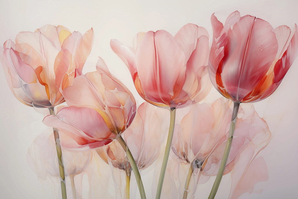 Translucent pink tulips — full design