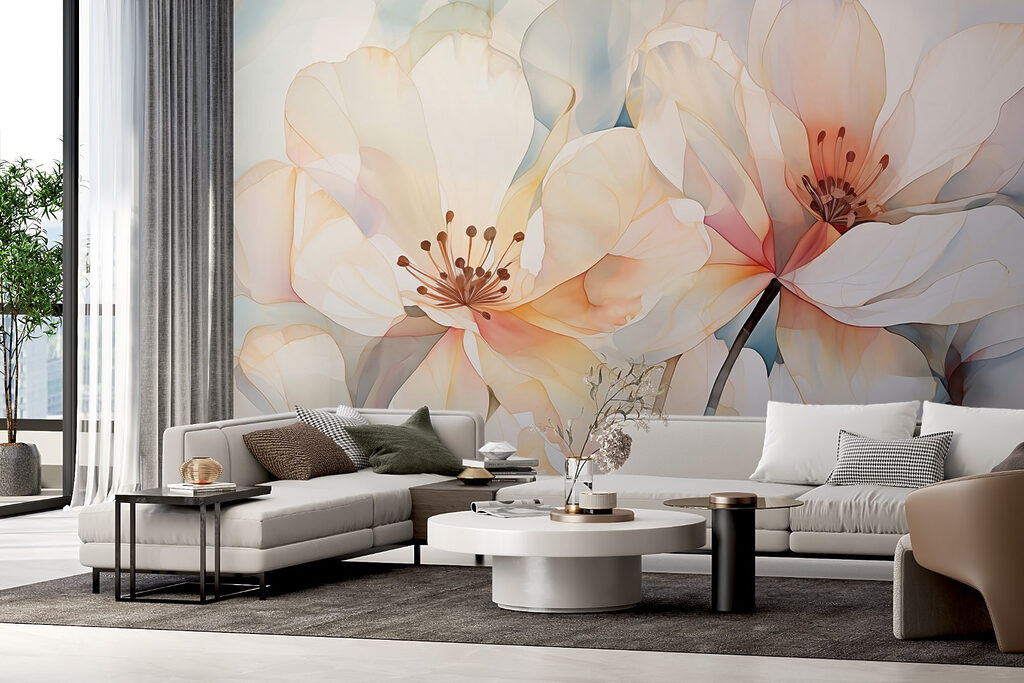Large pastel flowers — interior 2