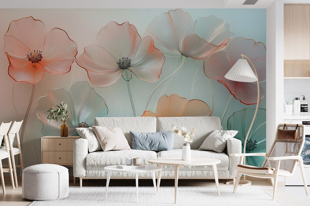 Translucent flowers on mint — interior 3