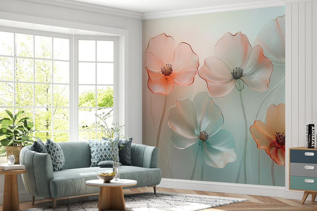 Translucent flowers on mint — interior 4