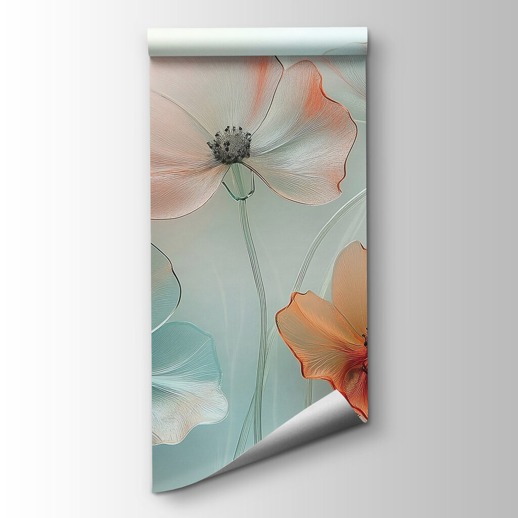 Translucent flowers on mint — product view