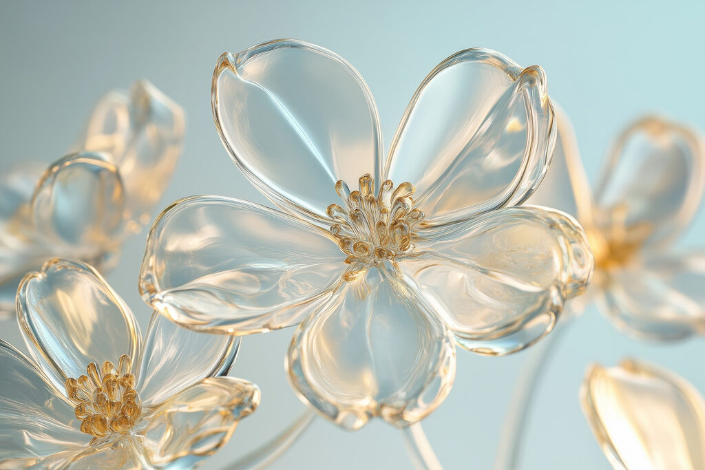 Gold-edged glossy flowers — full design