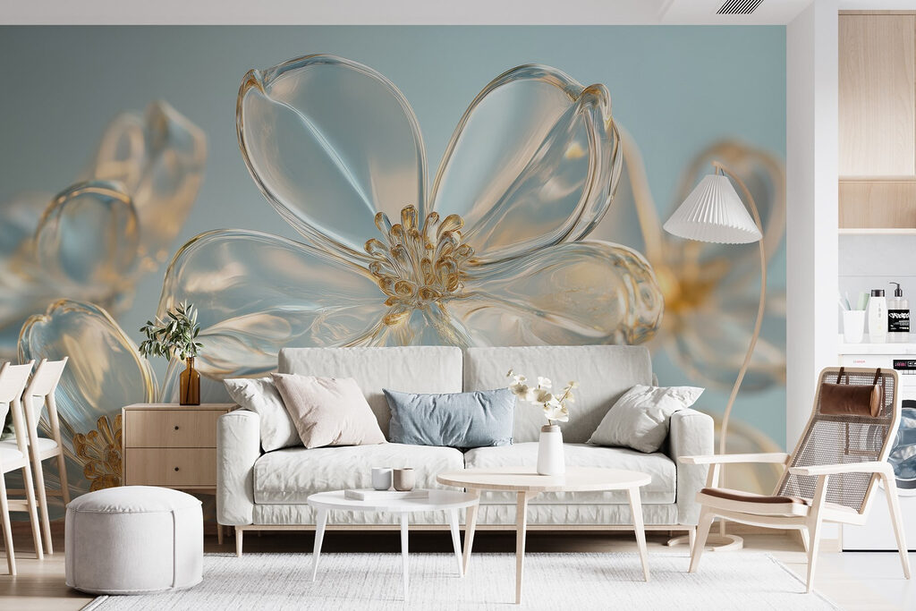 Gold-edged glossy flowers — interior 1