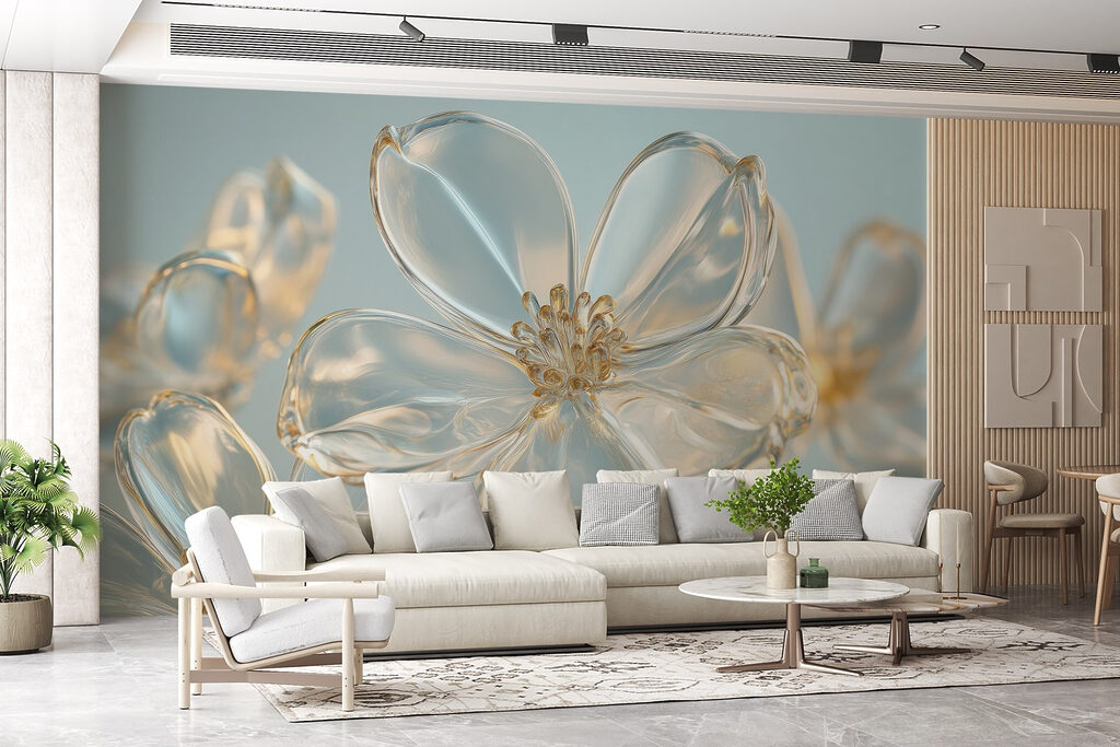 Gold-edged glossy flowers — interior 3